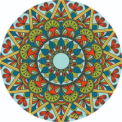 Flat Round with Mandala Pattern Ceramic Cup Coaster PW-WGE4A75-06-1