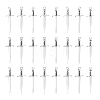 40Pcs Tibetan Style DIY Alloy Sword Weapon Big Pendants FIND-UN0003-13-1