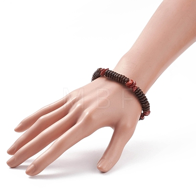 Natural Gemstone & Coconut Beaded Stretch Bracelet for Women BJEW-JB08407-1