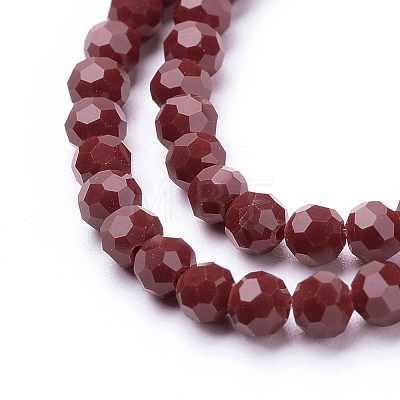 Faceted(32 Facets) Round Glass Beads Strands X-EGLA-J042-4mm-24-1