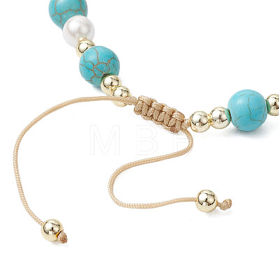 Starfish & Turtle Synthetic Turquoise Braided Bead Bracelets BJEW-JB11047-01-1