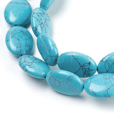 Flat Oval Gemstone Synthetic Turquoise Stone Beads Strands X-G-S113-11-1