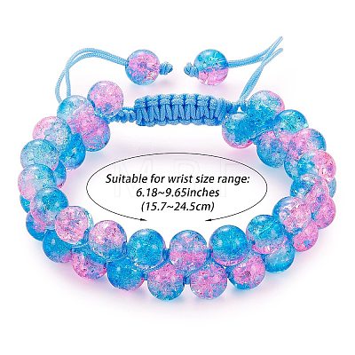 Sparkling Round Glass Braided Bead Bracelet BJEW-SW00082-14-1