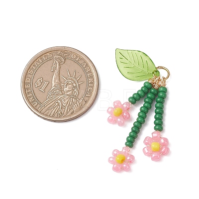 Glass Seed Beaded Flower Pendants PALLOY-MZ01194-02-1