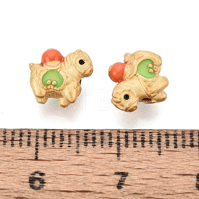 925 Sterling Silver Lawn Green Enamel Beads STER-T008-64G-1