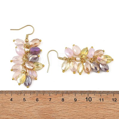 304 Stainless Steel & Electroplate Glass Beads Cluster Earrings for Women EJEW-JE07470-1