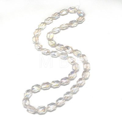 Faceted Hexagon Electroplate Glass Beads Strands EGLA-F089-A01-1
