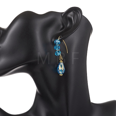 Teardrop Electroplate Glass Dangle Earrings EJEW-JE06797-1