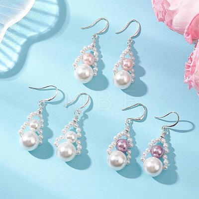 Shell Pearl Dangle Earrings EJEW-JE07226-1