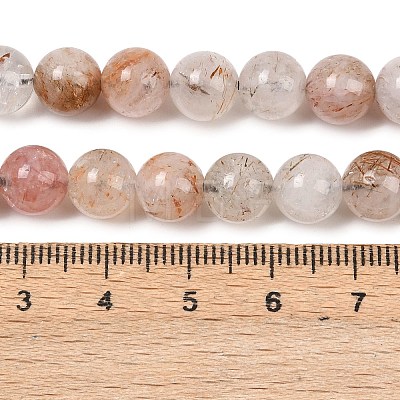 Natural Black Gold Rutilated Quartz Beads Strands G-P596-8mm-02-1