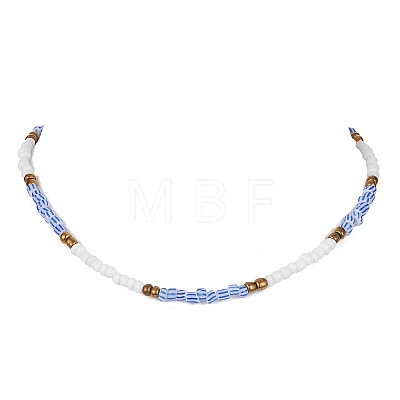 Glass Seed Beaded Necklace for Women NJEW-JN04393-1