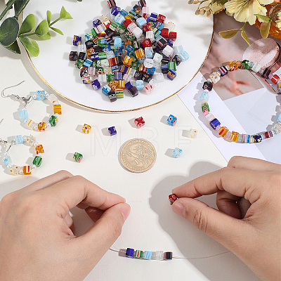 180Pcs Cube Handmade Millefiori Glass Beads LK-PA0001-08-1