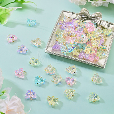 60Pcs 6 Colors Electroplate Transparent Glass Charms PALLOY-TAC0287-1