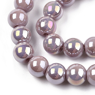 Electroplate Opaque Glass Beads Strands GLAA-T032-P6mm-AB07-1