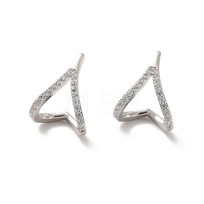 Clear Cubic Zirconia Twist Heart Stud Earrings EJEW-K093-17P-1