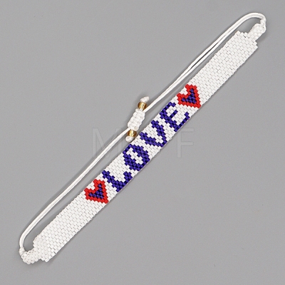 Friendship Word LOVE Loom Pattern MIYUKI Seed Beads Bracelets for Women BJEW-C011-28-1