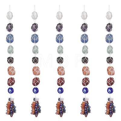 7 Chakra Nuggets Natural Gemstone Pocket Pendant Decorations HJEW-JM01049-02-1