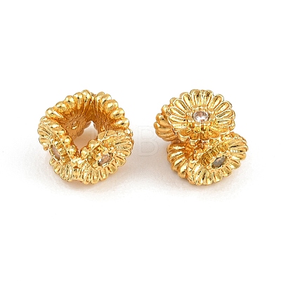 Brass Micro Pave Clear Cubic Zirconia Beads CU-CBA6A75-34G-1