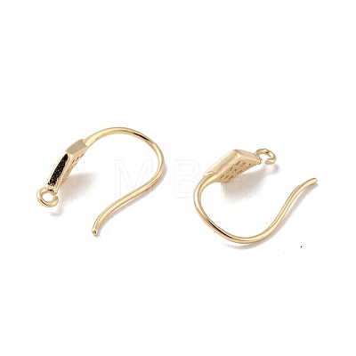 Rhombus Rack Plating Brass Micro Pave Cubic Zirconia Earring Hooks KK-D083-11G-1