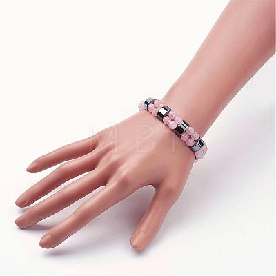 Natural Rose Quartz Stretch Bracelets BJEW-JB02837-01-1