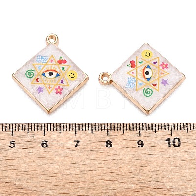 Printed Rack Plating Alloy Enamel Pendants ENAM-T020-05E-1