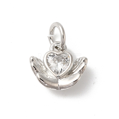 Rack Plating Brass Clear Cubic Zirconia Charms KK-Z056-09P-1