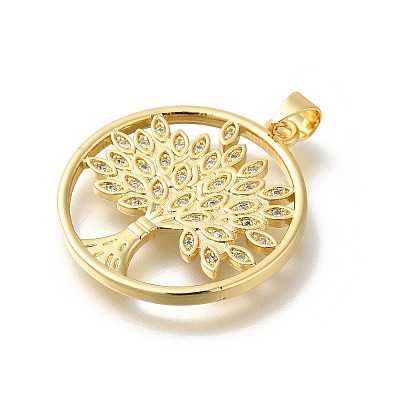 Rack Plating Brass with Cubic Zirconia Pendants KK-Z086-11G-01-1