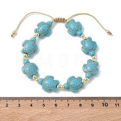 Adjustable Synthetic Turquoise & Non-magnetic Hematite Braided Bead Bracelets BJEW-JB13731-02-1