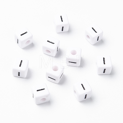 Letter Acrylic European Large Hole Beads X-OPDL-R050-10mm-I-1