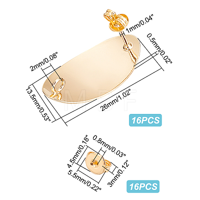 16Pcs Brass Stud Earring Findings KK-DC0001-50-1