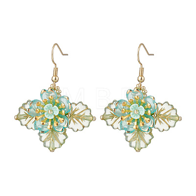 Flower Brass Glass Seed Beads Dangle Earrings EJEW-MZ00650-1