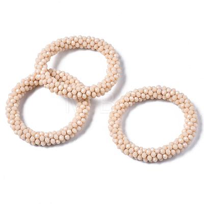 Faceted Opaque Glass Beads Stretch Bracelets BJEW-S144-002E-05-1