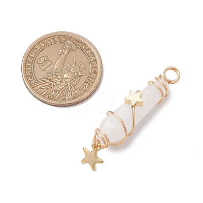 3Pcs 3 Styles Natural Quartz Crystal Pointed Copper Wire Wrapped Faceted Bullet Big Pendants PALLOY-JF03572-01-1