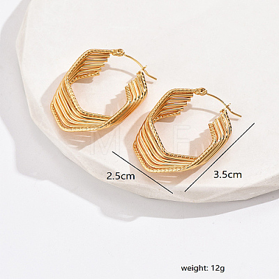Real 18K Gold Plated 304 Stainless Steel Multi Layered Hoop Earrings UF5198-3-1