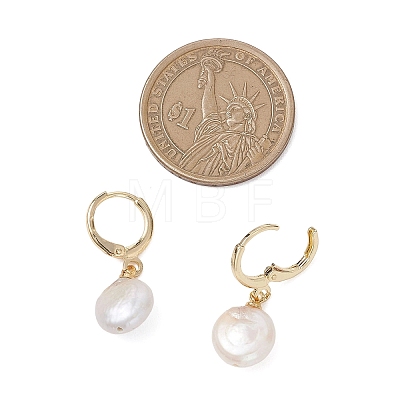 Natural Pearl Leverback Earrings EJEW-JE06877-02-1