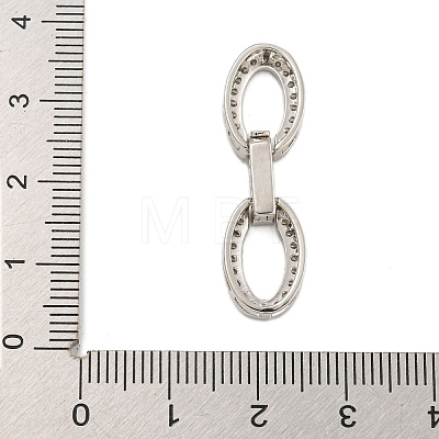 Rack Plating Oval Brass Micro Pave Clear Cubic Zirconia Fold Over Clasps KK-F876-04P-1