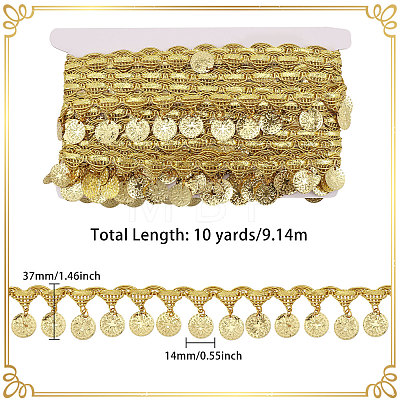 Polyester Metallic Thread & Sequins Lace Tassel Ribbon OCOR-WH0105-237B-1