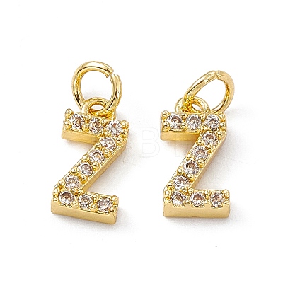 Real 18K Gold Plated Brass Micro Pave Clear Cubic Zirconia Charms KK-E068-VB452-Z-1