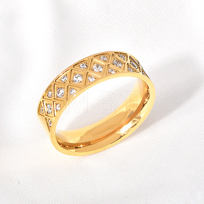 304 Stainless Steel with Clear Cubic Zirconia Finger Rings FS-WG2FC1C-15-1