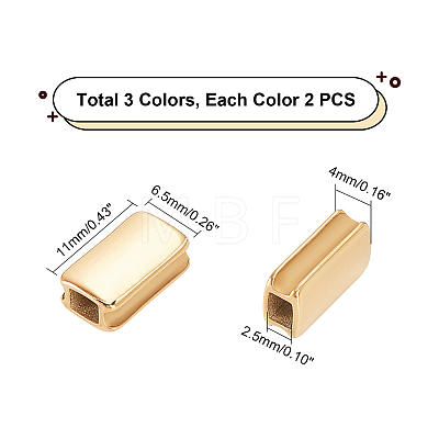 Unicraftale 6Pcs 3 Colors 304 Stainless Steel Beads STAS-UN0021-03-1
