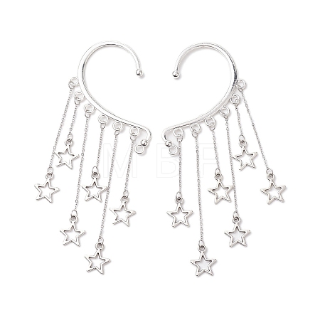 Star Tibetan Style Alloy Cuff Earrings for Women EJEW-TA00525-1