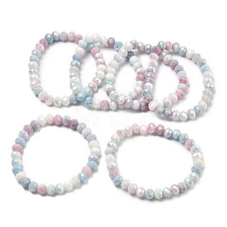 AB Color Faceted Rondelle Glass Beaded Stretch Bracelets for Women BJEW-PH01820-09-1