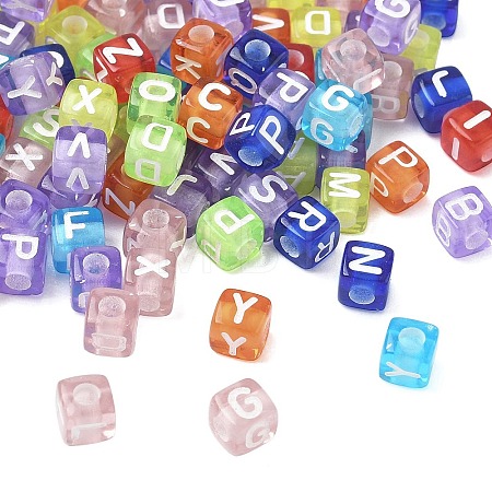 Spray Paint Transparent Acrylic Beads OACR-D314-05-1