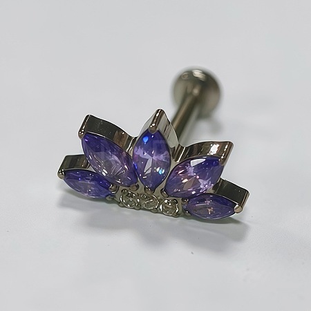 Flower Titanium Alloy Pave Cubic Zirconia Internally Threaded Labrets FS-WG35145-02-1