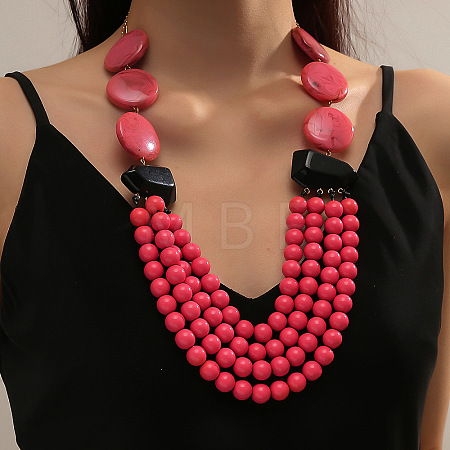 Bohemian Resin Round Beaded Chunky Necklaces for Women FS-WGA6DA1-07-1