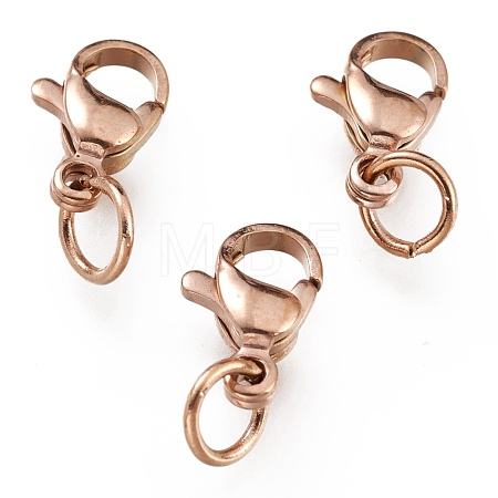 Ion Plating(IP) 304 Stainless Steel Lobster Claw Clasps STAS-G240-01B-RG-1
