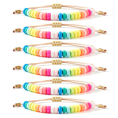 6Pcs Polymer Clay Beads Braided Bead Bracelets for Women NL7584-2-1
