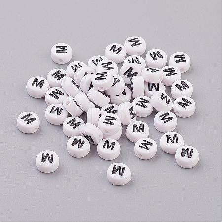 Acrylic Horizontal Hole Letter Beads X-PL37C9070-M-1
