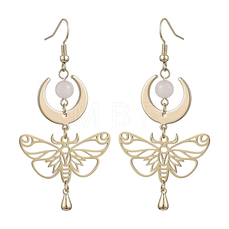 Natural Rose Quartz Dangle Earrings EJEW-TA00398-1