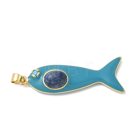 Fish Brass Micro Pave Cubic Zirconia Pendants KK-K408-49G-04-1